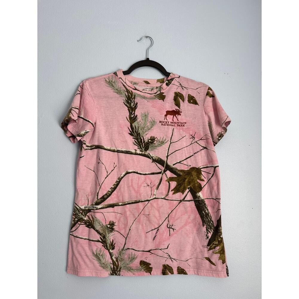 Rocky Mountain National Park Pink RealTree Camo Graphic T-Shirt Youth Large